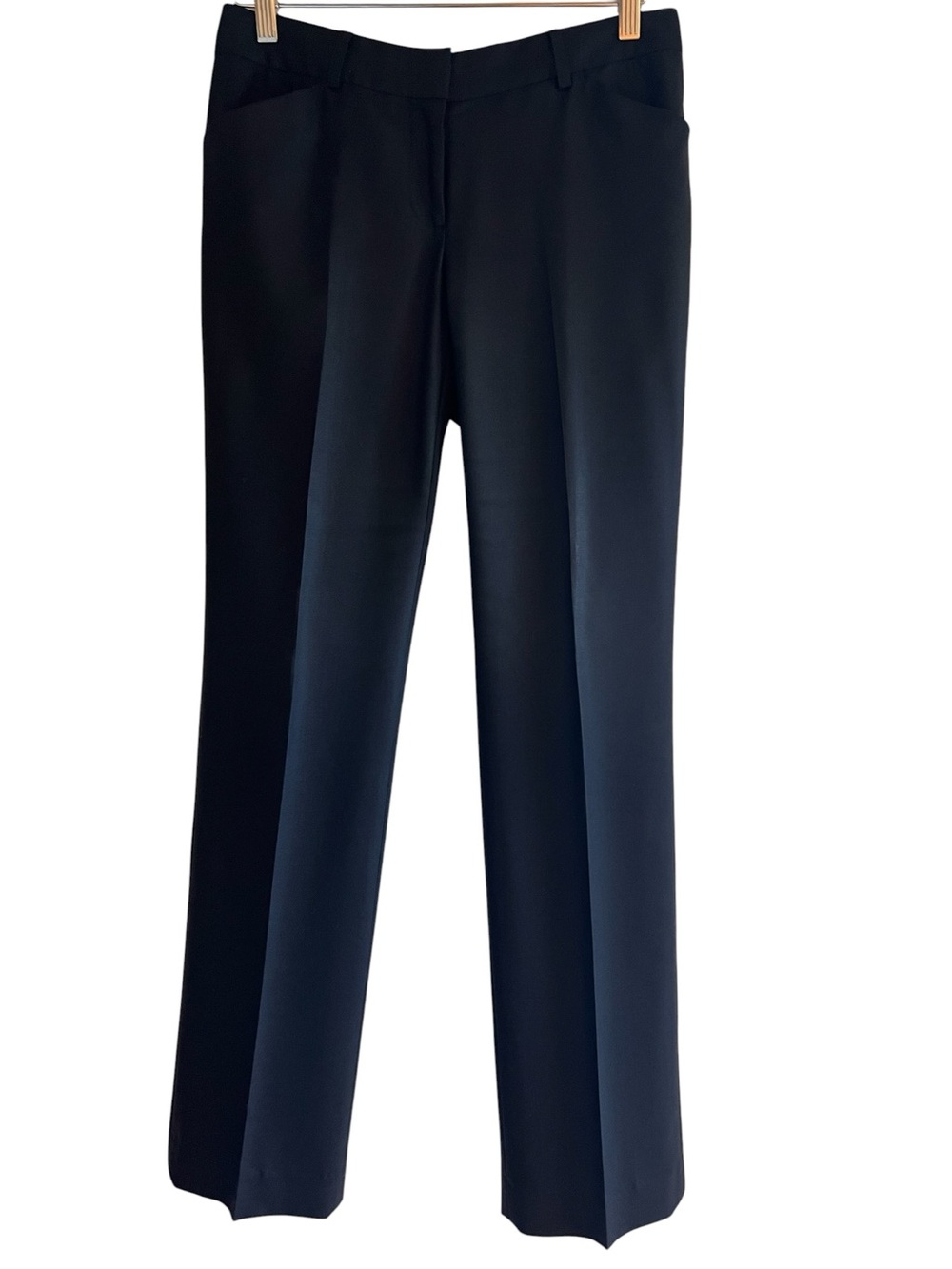 Nili Lotan wool mid rise straight leg black trousers size 6 excellent condition